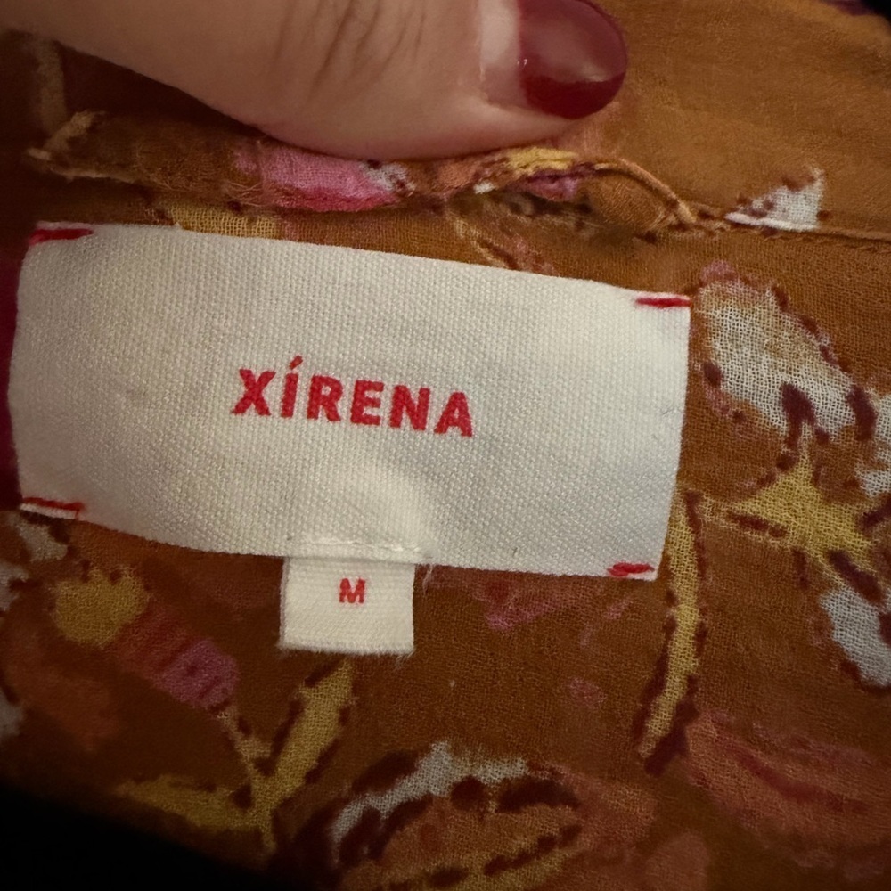 XIRENA Brown Yellow Floral Fall Long Sleeve Button Down Maxi Dress Sz M - Picture 6 of 7